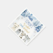 ブルーと金ゴールドアークティックウィンターオネダーランド誕生日 スタンダードカクテルナプキン (角)