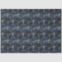 ブルーと金ゴールドアールデコスキャロプラグジュアリーデクページ