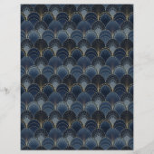 ブルーと金ゴールドアールデコホタテのスクラップブック紙 (裏面)