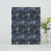 ブルーと金ゴールドアールデコホタテのスクラップブック紙 (スタンド正面)