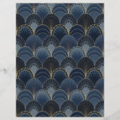 ブルーと金ゴールドアールデコホタテのスクラップブック紙 (正面)