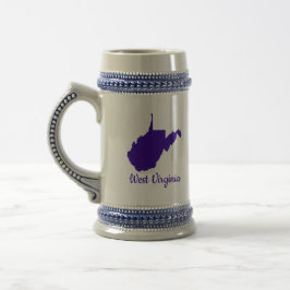ブルーと金ゴールドウェストバージニア ビールジョッキ