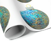 ブルーと金ゴールドオーナメントホワイトラッピング紙 ラッピングペーパー (ロールコーナー)