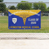 ブルーと金ゴールドカドゥセウス医科学校卒業 横断幕 (インサイチュ)