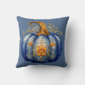 ブルーと金ゴールドカボチャフローラブルーハロウィーン クッション (裏面)