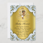 ブルーと金ゴールドキャリッジの民族王子赤ちゃんシャワー 招待状 (裏面)