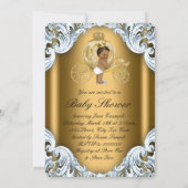 ブルーと金ゴールドキャリッジの民族王子赤ちゃんシャワー 招待状 (裏面)