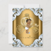 ブルーと金ゴールドキャリッジの民族王子赤ちゃんシャワー 招待状 (正面)