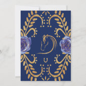 ブルーと金ゴールドキンセアニラ招待状金ゴールド花 招待状 (裏面)