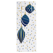 ブルーと金ゴールドクリスマスオーナメントホリデイ ワインギフトバッグ (裏面)