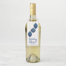 ブルーと金ゴールドクリスマスオーナメントホリデーギフト ボトルネックタグ