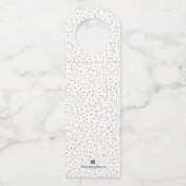 ブルーと金ゴールドクリスマスオーナメントホリデーギフト ボトルネックタグ (裏面)