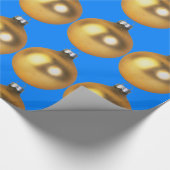 ブルーと金ゴールドクリスマスデコレーションホリデー ラッピングペーパー (角)