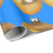 ブルーと金ゴールドクリスマスデコレーションホリデー ラッピングペーパー (ロールコーナー)