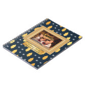 ブルーと金ゴールドクリスマスフォトスクラップブックジャーナル ノートブック (左側)