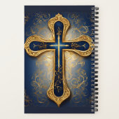 ブルーと金ゴールドクロスゴッドジャーナルと時間を過ごす ノートブック (裏面)