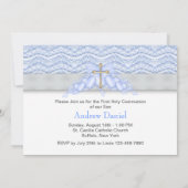 ブルーと金ゴールドクロスボーイズ第一聖餐式 招待状 (裏面)