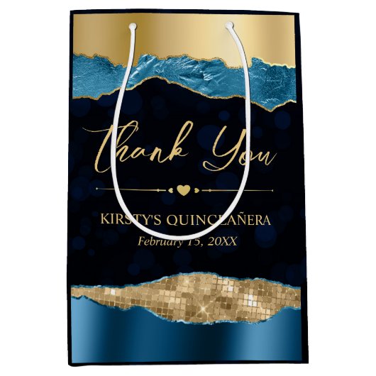 ブルーと金ゴールドグラムティアーズ《写真》ぼけ味キンセアニェラ ミディアムペーパーバッグ (正面)