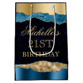 ブルーと金ゴールドグラムティアーズ《写真》ぼけ味バースデーパーティー ミディアムペーパーバッグ (裏面)