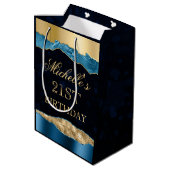 ブルーと金ゴールドグラムティアーズ《写真》ぼけ味バースデーパーティー ミディアムペーパーバッグ (裏面アングル)