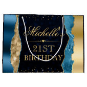 ブルーと金ゴールドグラムティアーズ《写真》ぼけ味バースデーパーティー ラージペーパーバッグ (裏面)