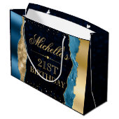 ブルーと金ゴールドグラムティアーズ《写真》ぼけ味バースデーパーティー ラージペーパーバッグ (裏面アングル)