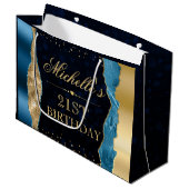ブルーと金ゴールドグラムティアーズ《写真》ぼけ味バースデーパーティー ラージペーパーバッグ (正面アングル)