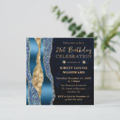 ブルーと金ゴールドグラムティアーズ《写真》ぼけ味21歳の誕生日 招待状 (スタンド正面)