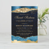 ブルーと金ゴールドグラムティアーズSweet sixteen 招待状 (スタンド正面)