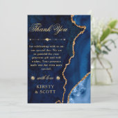 ブルーと金ゴールドグリッターアゲートと結婚大理石 サンキューカード (スタンド正面)