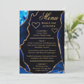 ブルーと金ゴールドグリッターアゲートマーブル結婚ズ メニュー (スタンド正面)