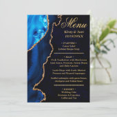ブルーと金ゴールドグリッターアゲートマーブル結婚ズ メニュー (スタンド正面)