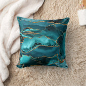 ブルーと金ゴールドグリッターアゲート クッション (ブランケット)