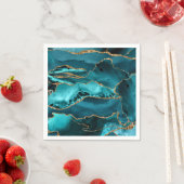 ブルーと金ゴールドグリッターアゲート スタンダードカクテルナプキン (インサイチュ)