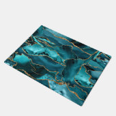 ブルーと金ゴールドグリッターアゲート ドアマット (アングル)