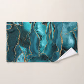 ブルーと金ゴールドグリッターアゲート バスタオルセット (ハンドタオル)