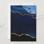 ブルーと金ゴールドグリッターアゲート&マーブル結婚ズ サンキューカード (裏面)