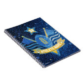 ブルーと金ゴールドグリッターアメリカンフットボール・チャンピオン ノートブック (右側)