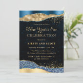 ブルーと金ゴールドグリッターグラムティアーズ大晦日 招待状 (スタンド正面)