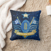 ブルーと金ゴールドグリッタースクールサッカーチームカラー クッション (ブランケット)