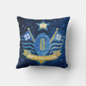 ブルーと金ゴールドグリッタースクールサッカーチームカラー クッション (裏面)