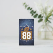 ブルーと金ゴールドグリッタースクールサッカーチームカラー 名刺 (スタンド正面)