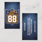 ブルーと金ゴールドグリッタースクールサッカーチームカラー 名刺 (正面/裏面)