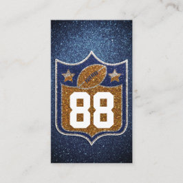 ブルーと金ゴールドグリッタースクールサッカーチームカラー 名刺