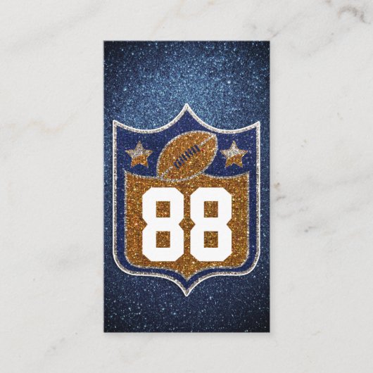 ブルーと金ゴールドグリッタースクールサッカーチームカラー 名刺 (正面)