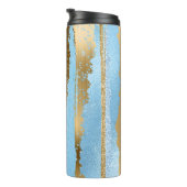 ブルーと金ゴールドグリッターストライプサーマルタンブラー タンブラー (回転右)