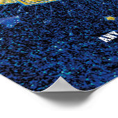 ブルーと金ゴールドグリッタースポーツサッカー選手権大会 ポスター (角)