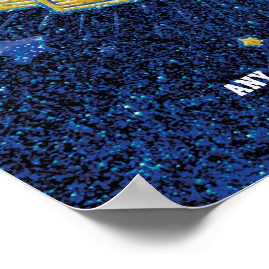 ブルーと金ゴールドグリッタースポーツサッカー選手権大会 ポスター (角)