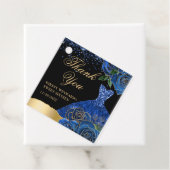 ブルーと金ゴールドグリッタードレスグラムバラスウィート16 フェイバータグ (インサイチュ)