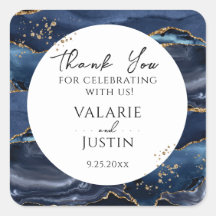 ブルーと金ゴールドグリッターマーブルサンキュースクエアスティクス